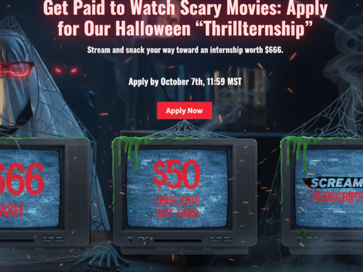 This “Thrillternship” Pays You to Binge Horror Flicks! — free sample: CableTV is hiring a Horror Movie “Thrilltern”! Watch 5 scary films, rank them, and share your spooky