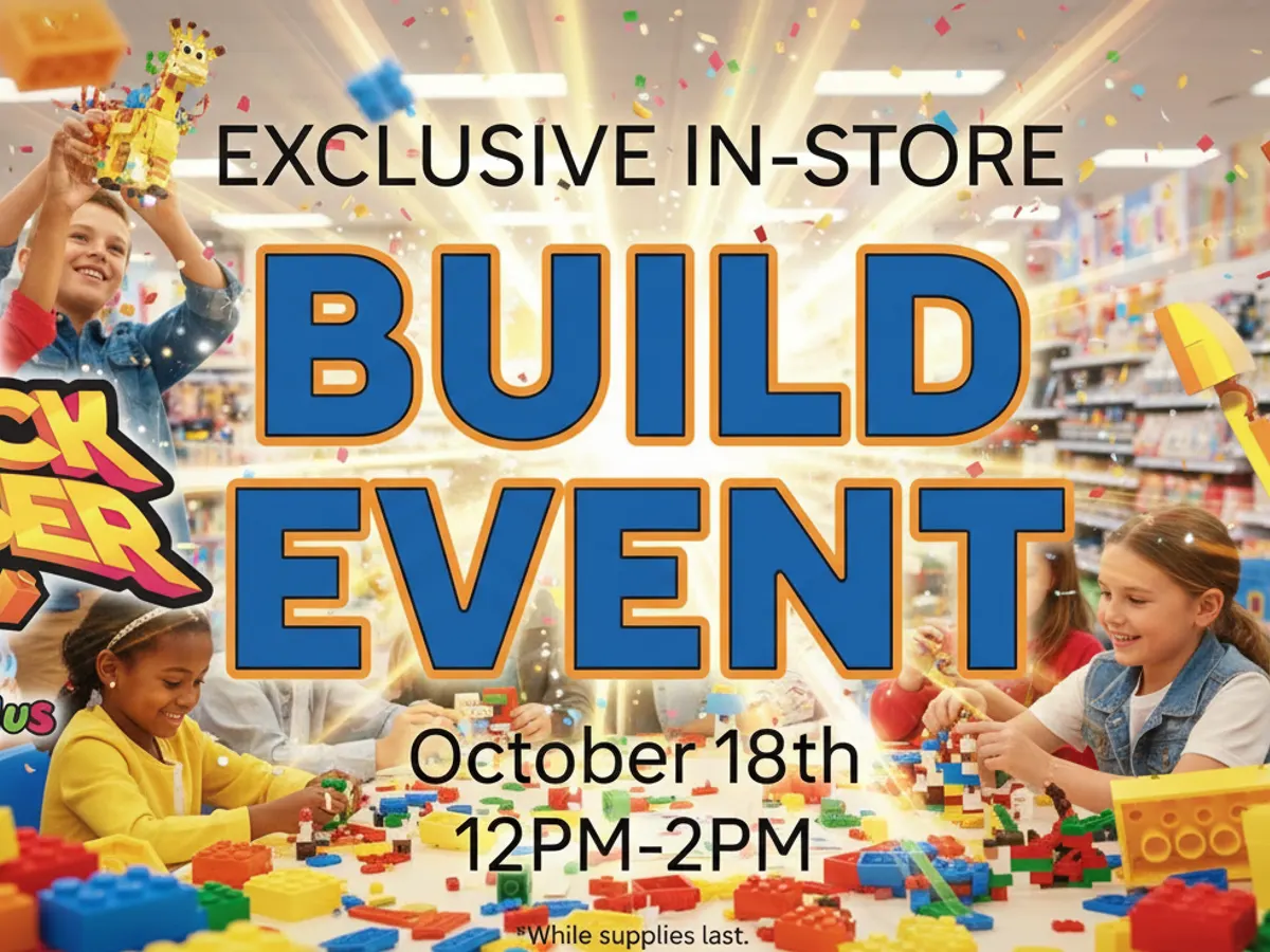 This Weekend: Free LEGO Giraffe Build at Toys“R”Us! — free sample: Head to select Toys “R” Us stores on Oct 18, 12–2 PM for a free LEGO Make & Take event. Supplies are