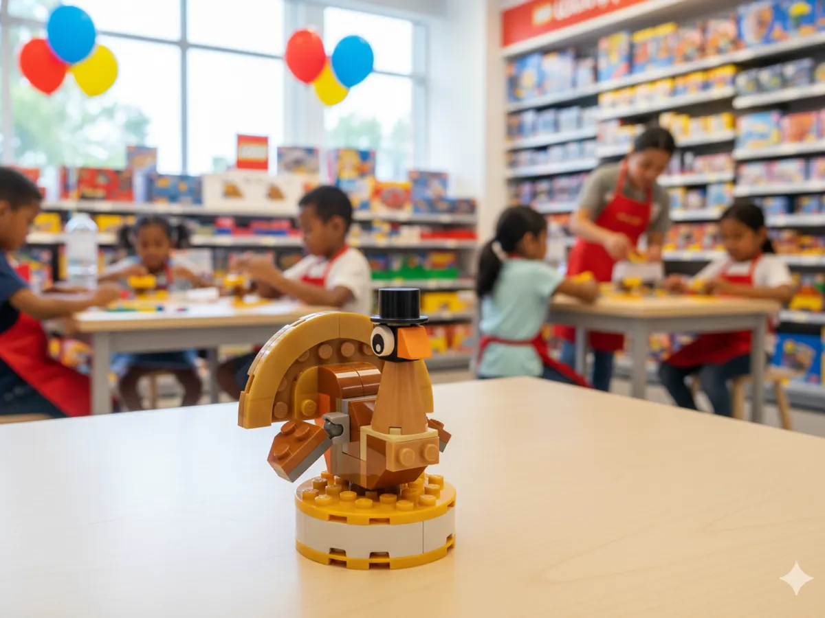 Nov 15: Free LEGO Tom the Turkey for Kids — free sample: Join the fun on Nov. 15, 12–2 PM—build your turkey, enjoy activities, and kick off the holiday seaso