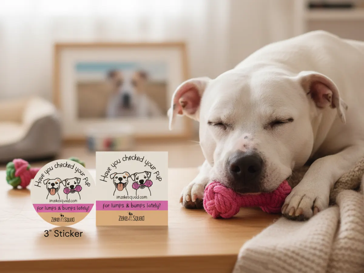Spread Awareness — Grab Your FREE Canine Cancer Magnet or Sticker! — free sample: Get a magnet or sticker to help check your pup for lumps & bumps. 3" size, free shipping—limited tim
