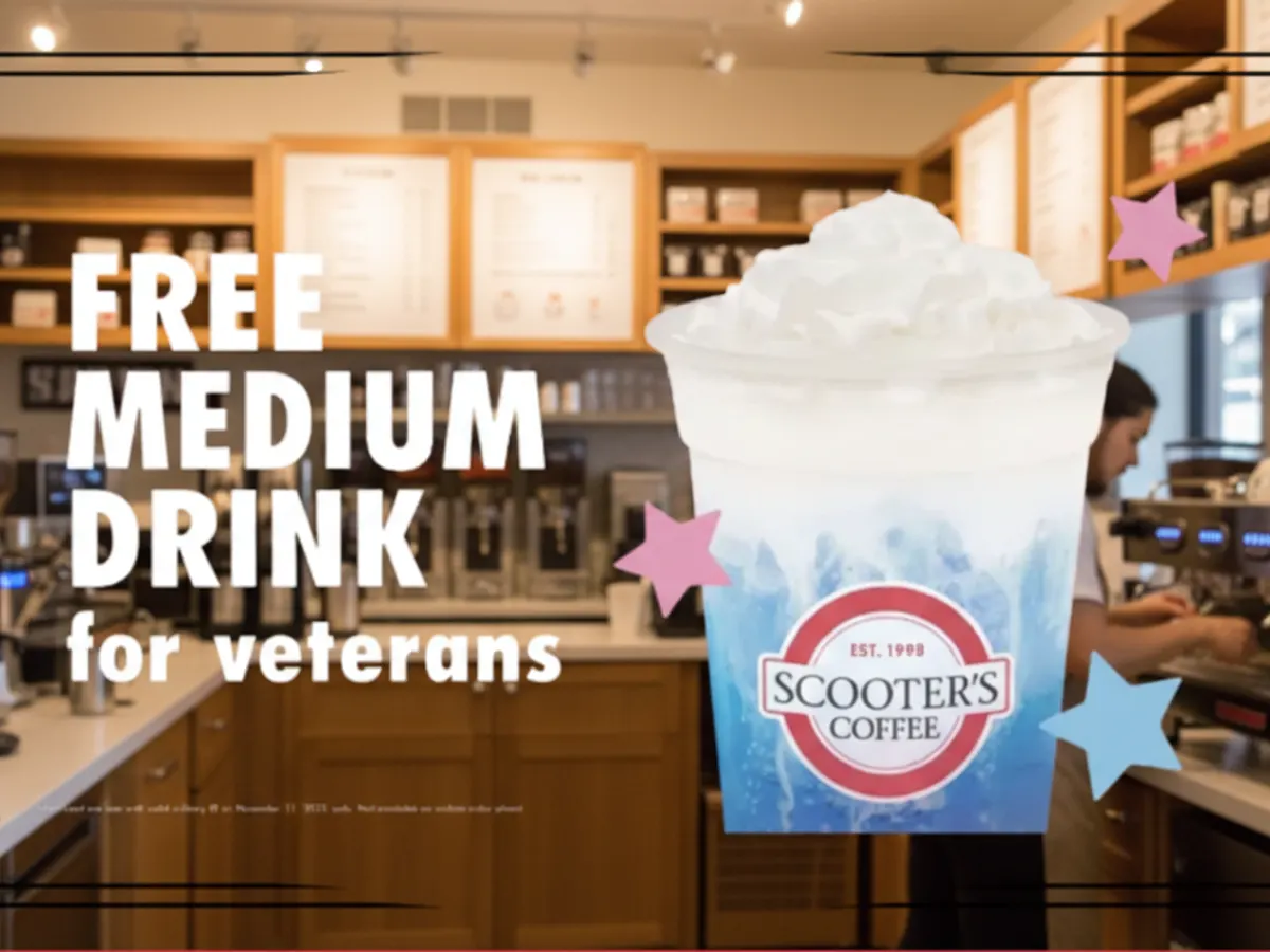 Saluting Veterans with a Free Beverage at Scooter’s Coffee — free sample: On Nov. 11, show a valid Military ID at Scooter’s Coffee for a free medium drink. Any drink, includi