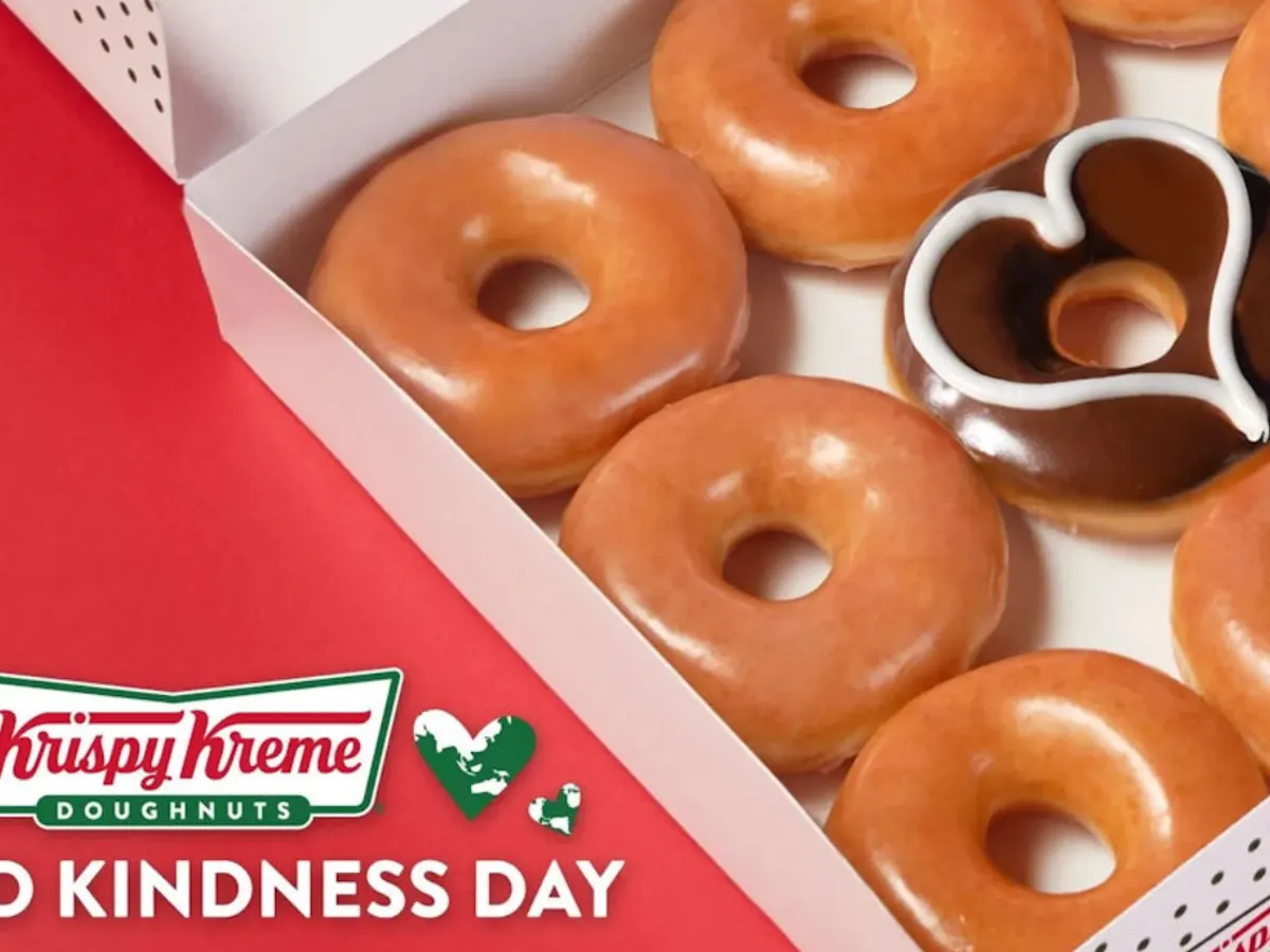Share the Sweetness โ FREE Krispy Kreme Donuts on World Kindness Day! โ free sample: Buy a dozen, get a dozen FREE on Nov. 13! Use code BOGOFREE in-shop, drive-thru, or online. Share th