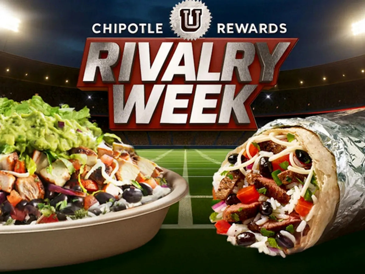 Who’s Hungry for a Win? Free Chipotle This Rivalry Week! — free sample: Chipotle U Rivalry Week is on! Sign up for Chipotle U Rewards by 11/17 for a shot at a BOGO free ent