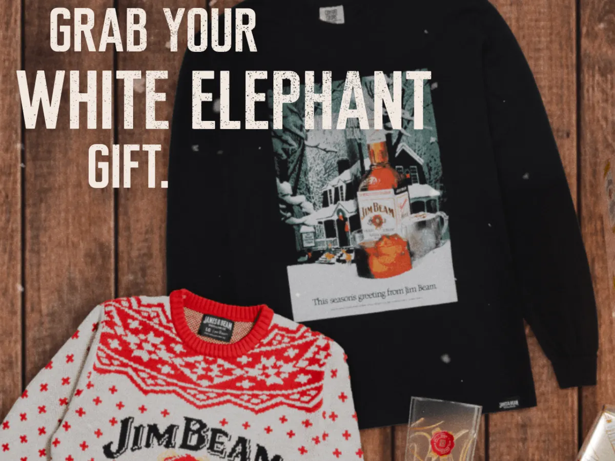 Jim Beam White Elephant Kit — free sample: Enter by 12/7 for a chance to win one of 15 Jim Beam White Elephant Kits. One-time entry!