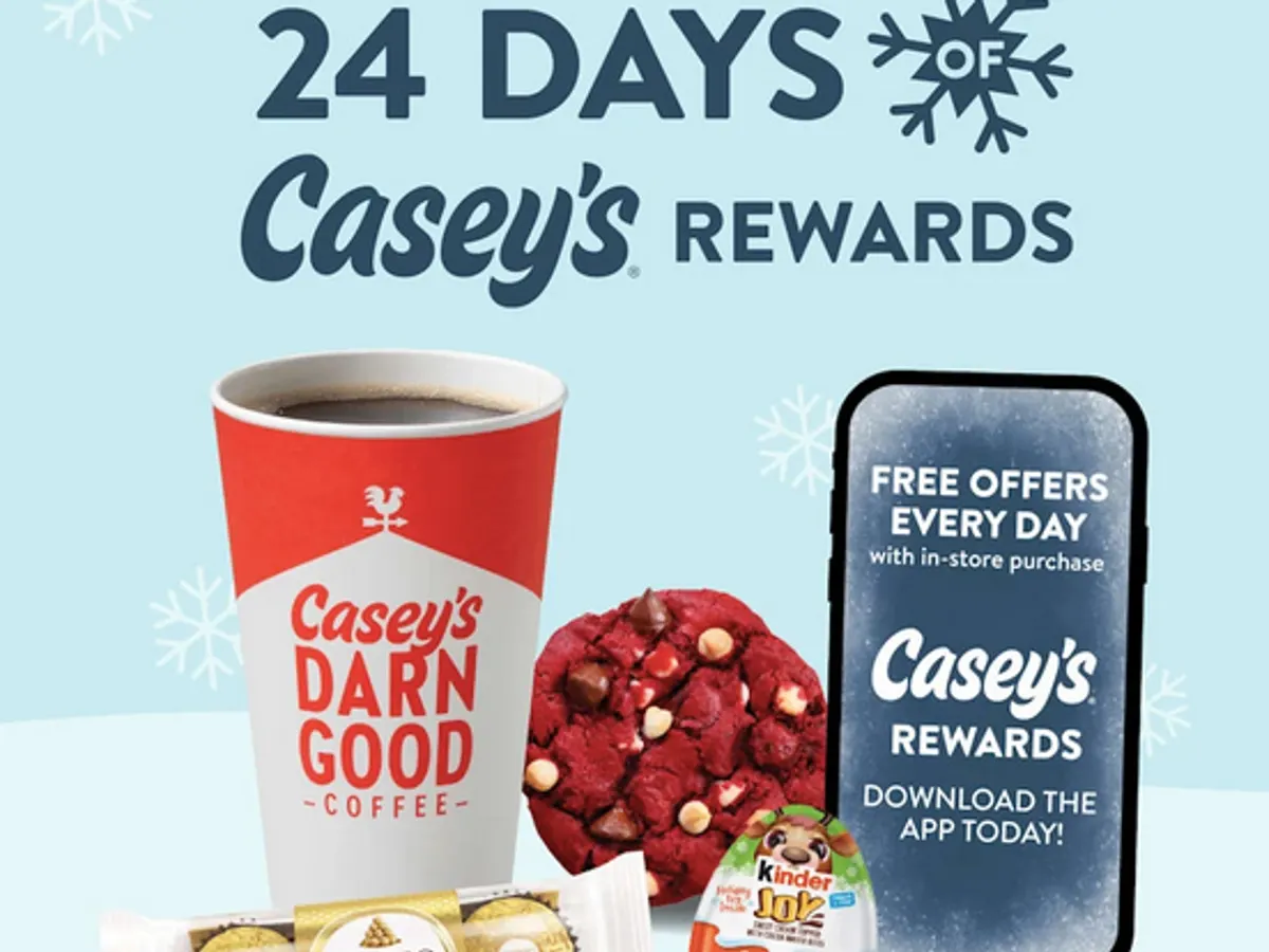 Casey's Daily Treats — free sample: From now until 12/24, Casey's app will give you a new free item each day with a purchase. Must be a 