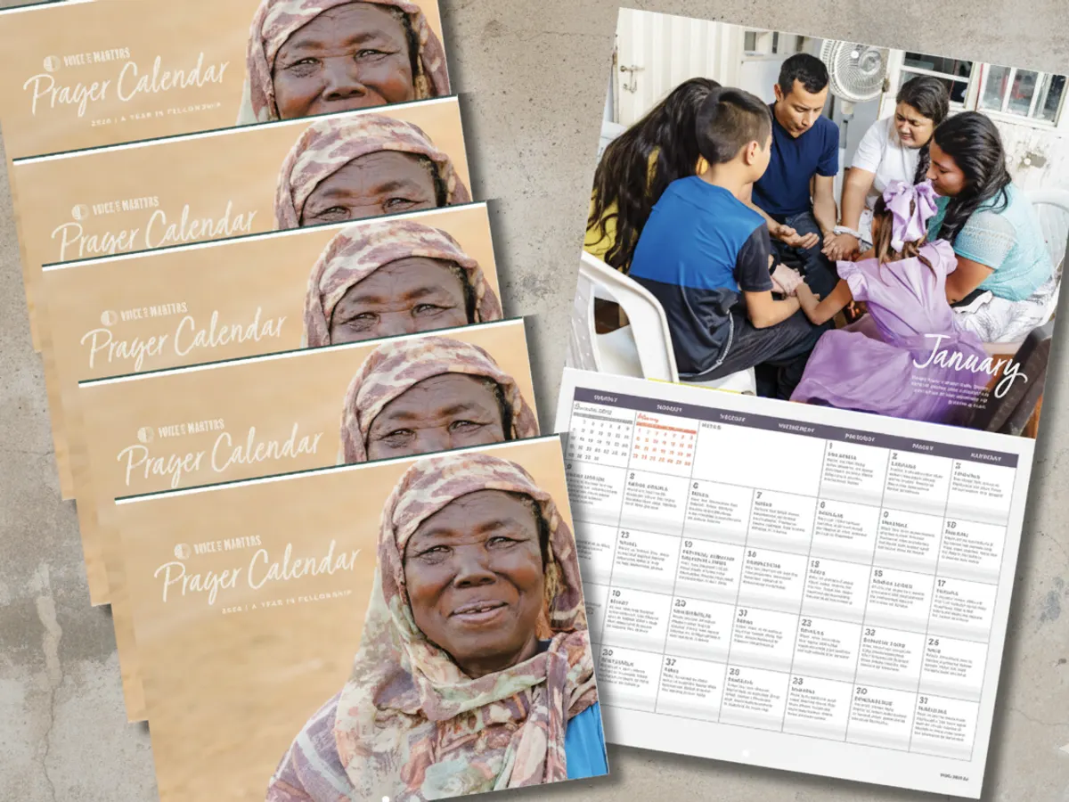 Voice Of The Martyrs Prayer Calendar: free sample: Get a FREE 2026 Voice of the Martyrs Prayer Calendar! Each day includes a prayer for persecuted Chri