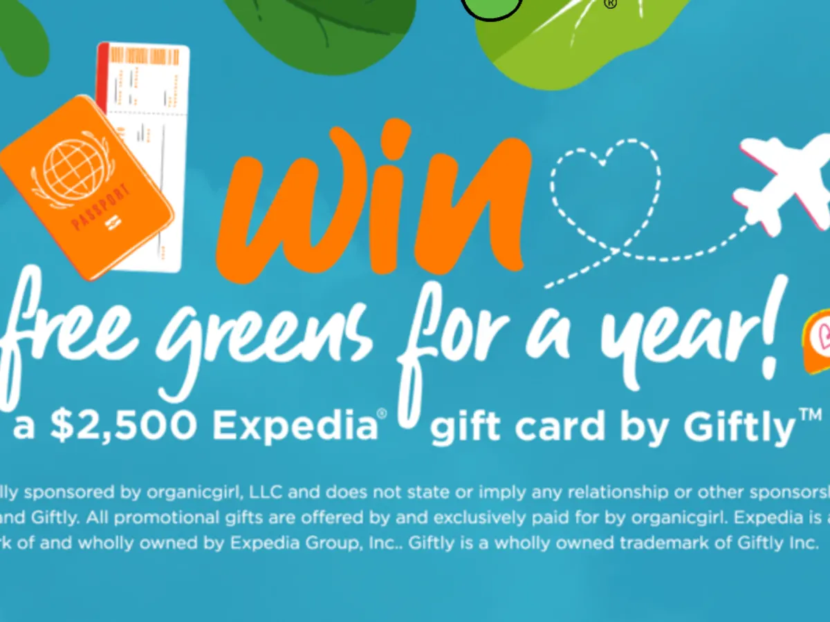 Expedia Giveaway — free sample: 25 winners, plus 1 grand prize winner gets a $2,500 Expedia gift card. Every entry gets a $1 coupon.