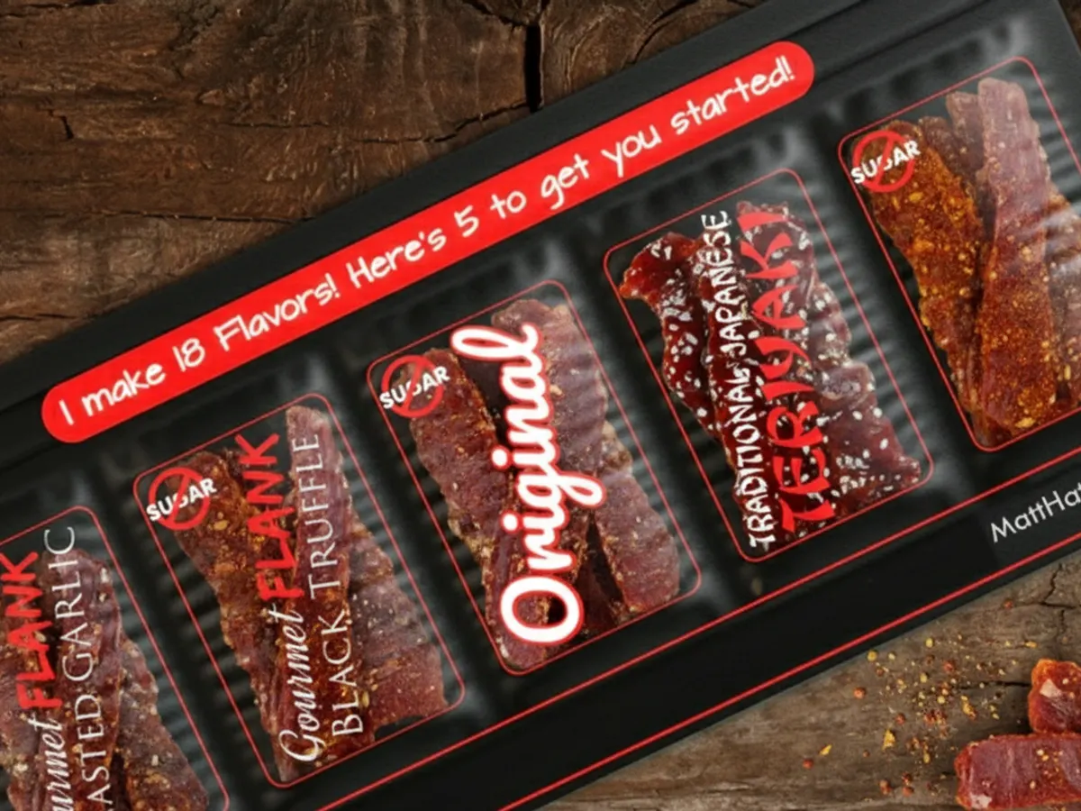 Matt-Hat Jerky Sample Pack — free sample: Matt‑Hat is offering a FREE 5‑Flavor Jerky Sample Pack! You just pay about $2.97 for shipping and ha