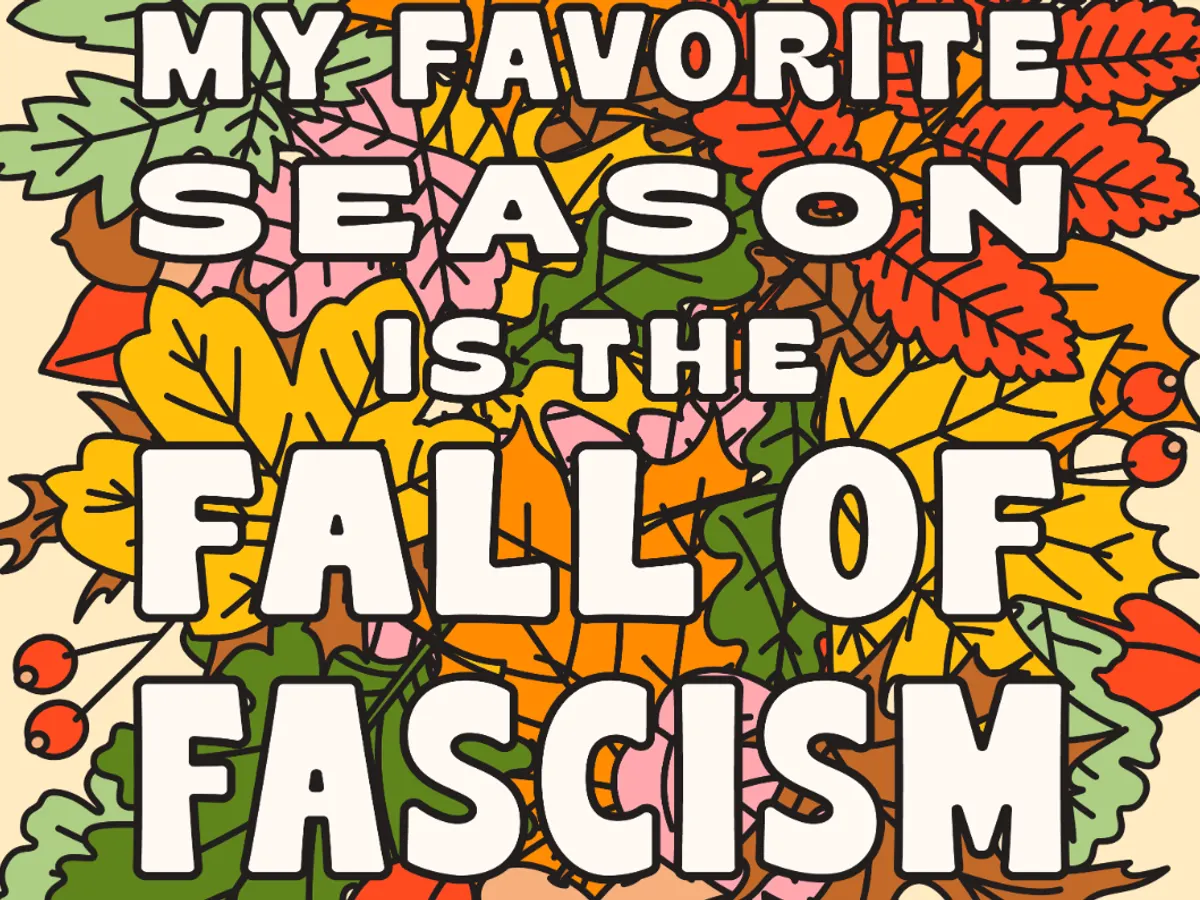 MoveOn Fall Of Fascism Sticker — free sample: Get a free “My Favorite Season Is the Fall of Fascism” sticker from MoveOn—shipped free, no purchase