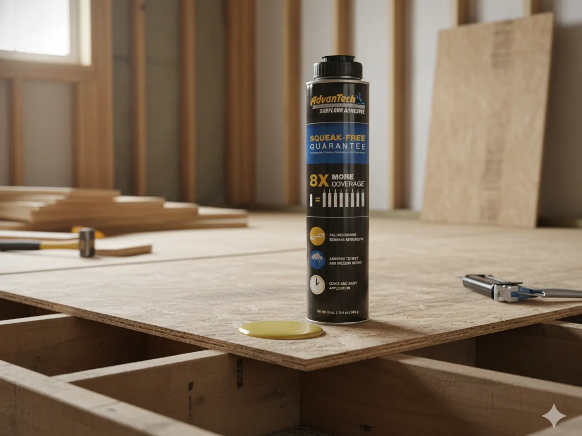 AdvanTech Subfloor Adhesive — free sample: Get a FREE AdvanTech Subfloor Adhesive Trial Pack from Huber—one per household, U.S. only, ships in 