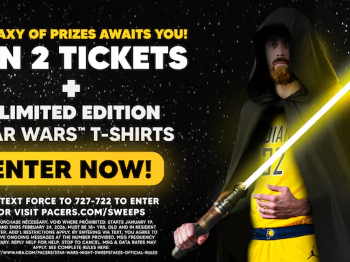 Pacers Star Wars Night — free sample: Win 2 tickets to Pacers Star Wars Night + 2 Pacers x Star Wars T-shirts! Indiana residents only. Ent