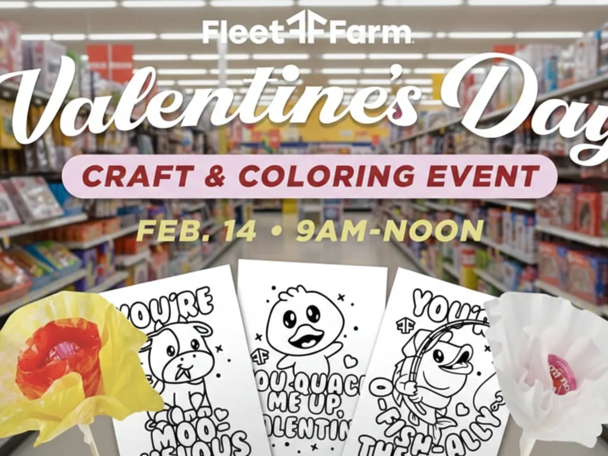 Fleet Farm Valentine Craft Event — free sample: Fleet Farm is hosting a free Valentine’s Day craft event on Feb 14, 9 AM–noon, where kids can color 