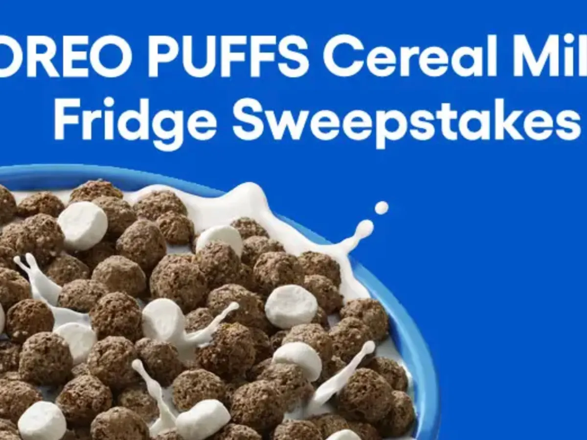 OREO PUFFS Milk Dispenser — free sample: Enter the OREO PUFFS Cereal Milk Fridge Sweepstakes by 3/7 for a chance to win an OREO PUFFS milk di