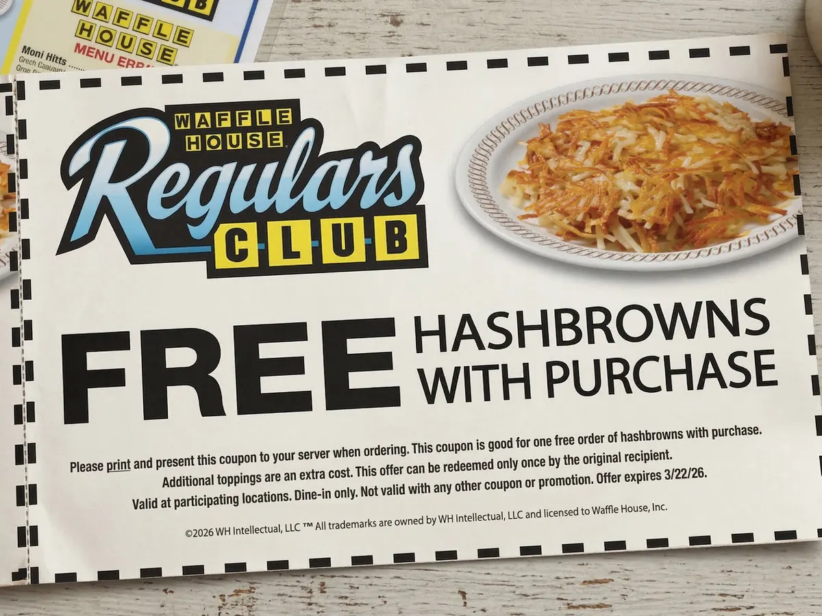 Waffle House Hashbrowns — free sample: Celebrate National Hashbrown Day at Waffle House with a free order of hashbrowns with purchase. Vali