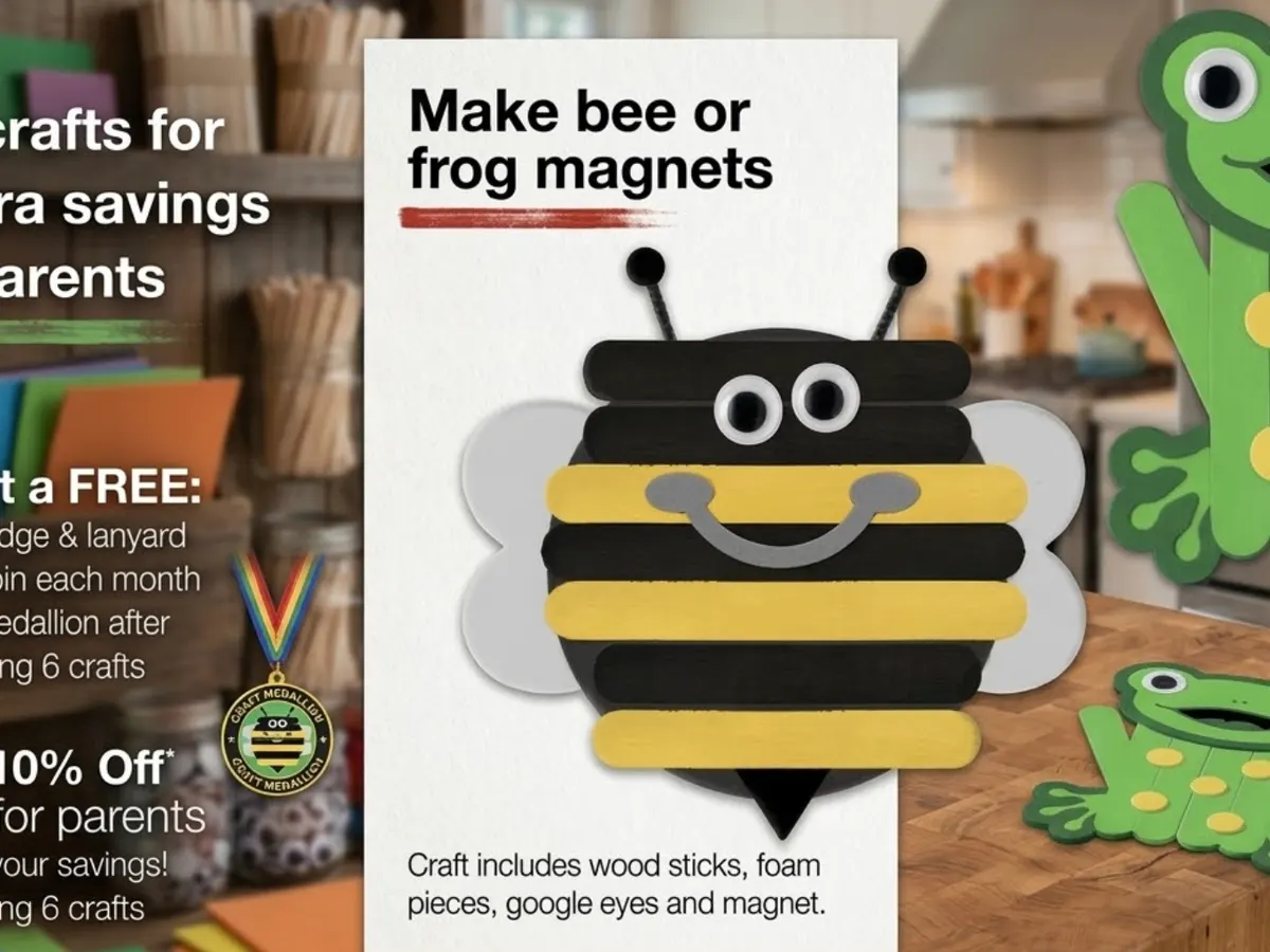 JCPenney Kids Craft Magnets — free sample: Join JCPenney’s FREE Kids Zone Event on April 11 to make Bee or Frog Magnets. Supplies limited; pare