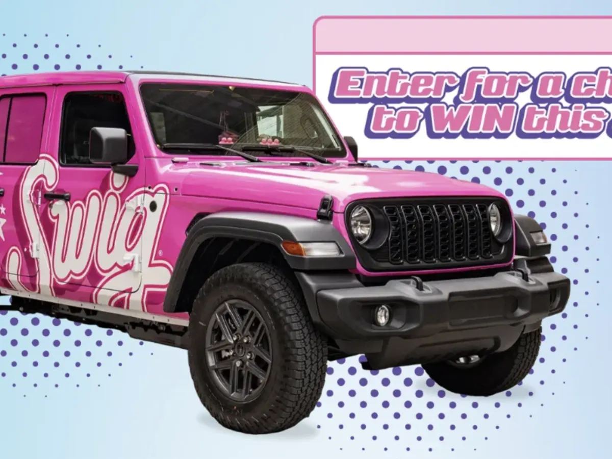 Jeep Wrangler — free sample: Enter the Swig Sweet 16th Sweepstakes for a chance to win a 2026 Jeep Wrangler + trip! Enter daily—e