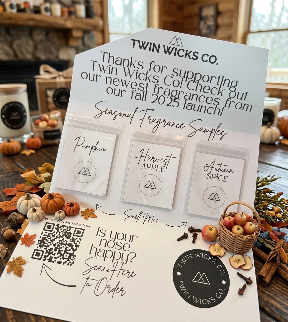 Discover Your Next Scent with FREE Twin Wicks Co. Samples — free sample: Get a FREE Fragrance Sample Mailer from Twin Wicks Co. and try a selection of candle scents before c