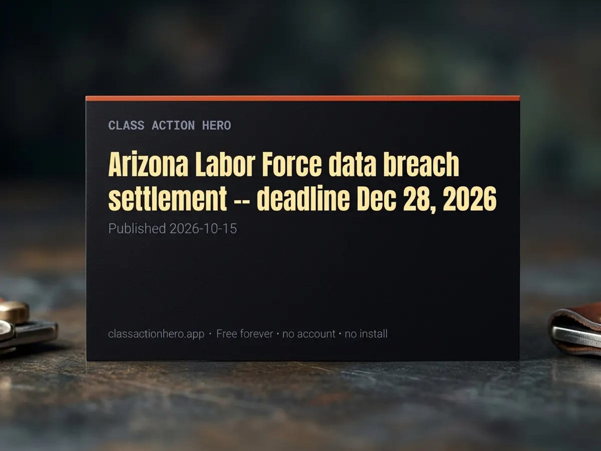 Arizona Labor Force Data Breach Settlement Claim: free sample: If your personal info was caught in Arizona Labor Force's January 2023 cyberattack, you may be eligi