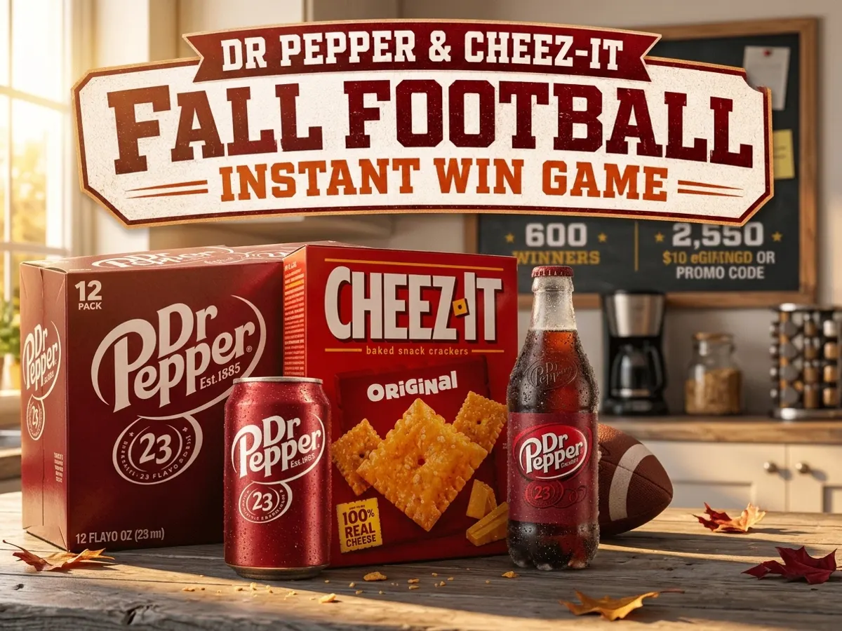 Win Dr Pepper and Cheez-It Gift Cards: free sample: Dr Pepper and Cheez-It are running an instant-win game with 3,150 prizes totaling $40,500 in eGift c