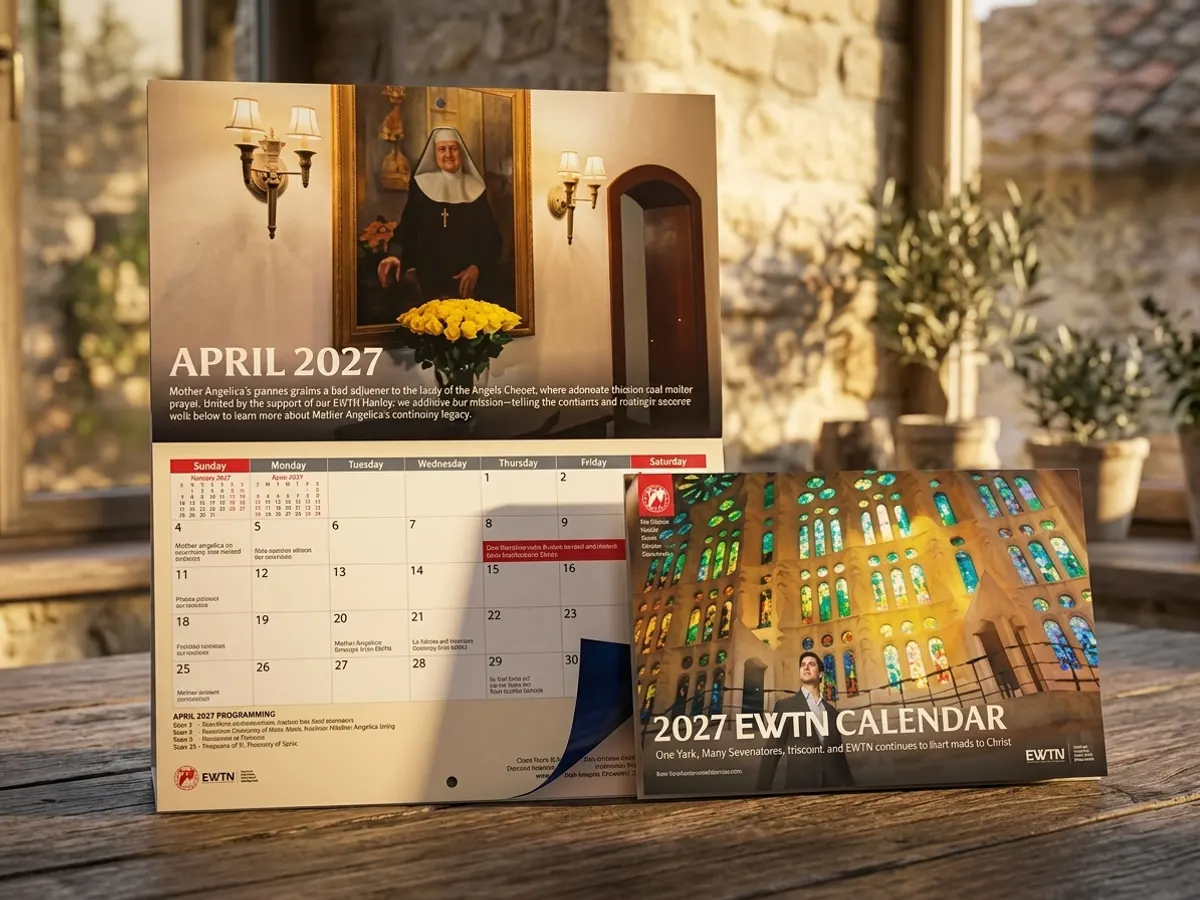 2027 EWTN Catholic Faith Calendar — free sample: EWTN's mailing you a 2027 calendar themed "One Faith, Many Generations" featuring gorgeous monthly p