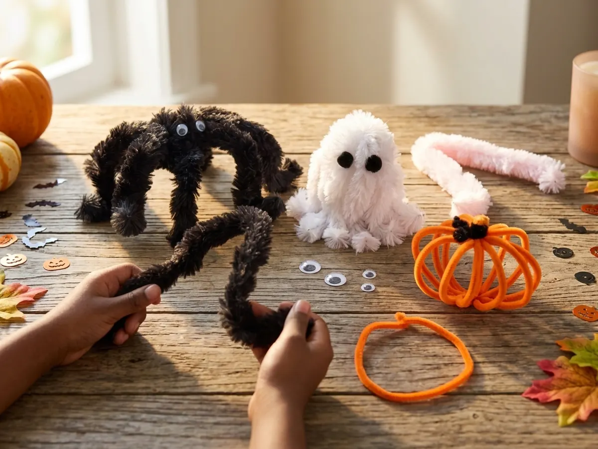Michaels Chenille Stem Ghost or Spider Craft: free sample: Kids can make a spooky chenille stem ghost or spider at Michaels in-store on October 24, 2026 (part