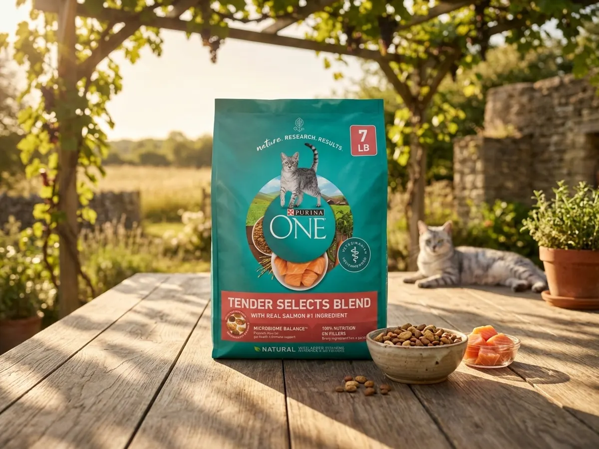 Purina ONE Tender Selects Blend With Real Salmon Cat Food — free sample: Are you *seriously* going to deny your feline overlord a taste of Purina ONE Tender Selects Blend Wi