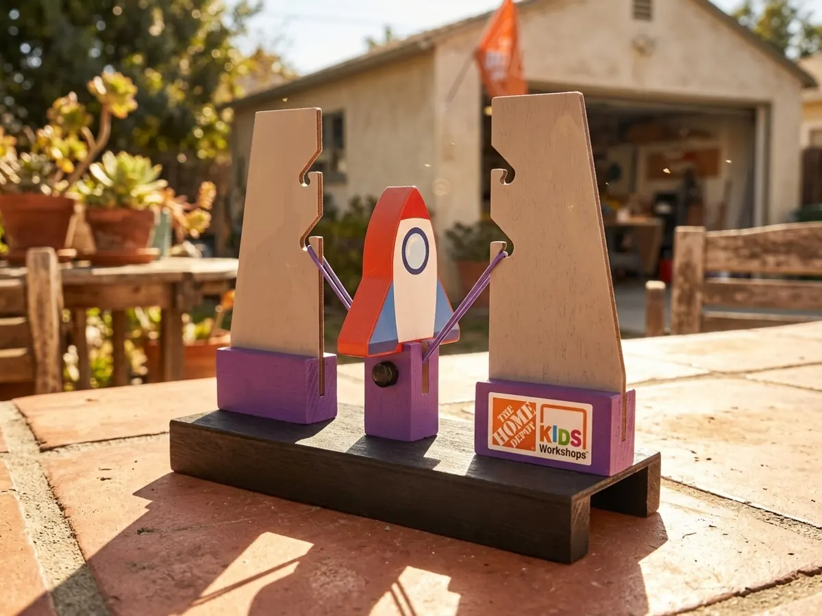Rocket Game Workshop at Home Depot — free sample: Your kids can build a free Rocket Game at Home Depot, which is basically free entertainment while I
