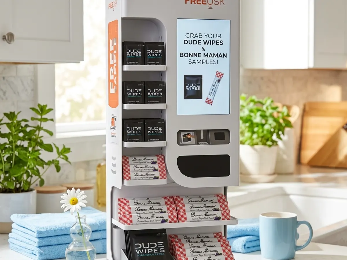 Grab FREE DUDE Wipes and Bonne Maman Samples at Kiosks โ free sample: Get complimentary samples of DUDE Wipes and Bonne Maman Fruit Spread from Freeosk kiosks located in