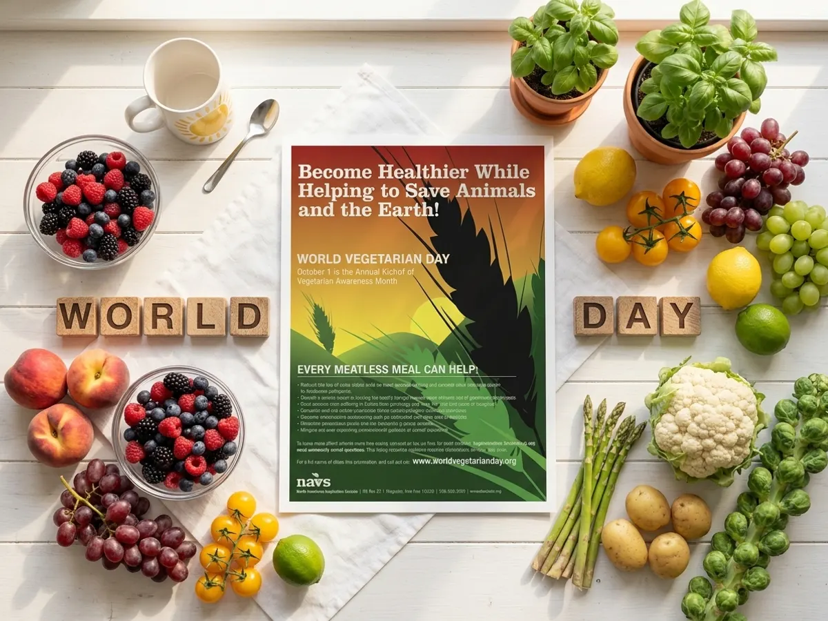 Claim a FREE World Vegetarian Day Poster for Your Community: free sample: Show your support for plant-based living with a free, colorful poster celebrating World Vegetarian D