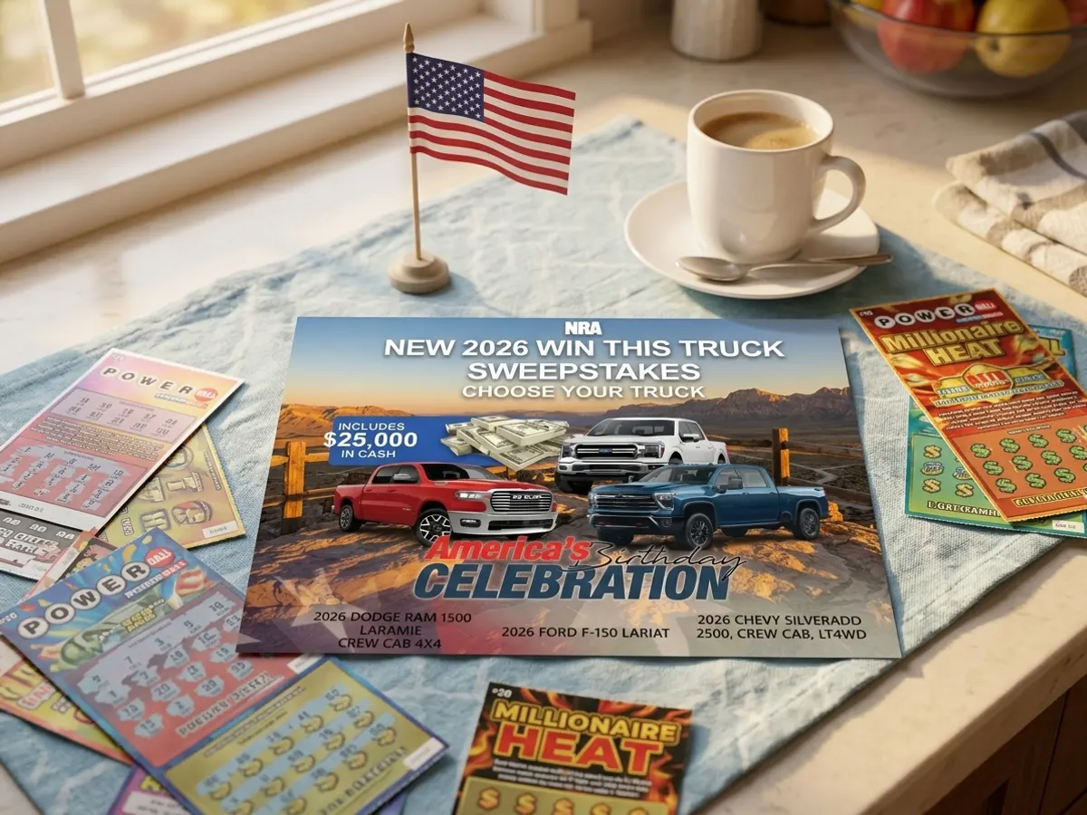 Win a FREE Truck and $25,000 in the NRA Sweepstakes: free sample: Enter for your chance to win one of three 2026 trucks: a Dodge Ram, Ford F-150, or Chevy Silverado.