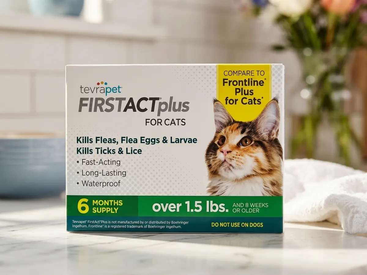 Get 3 FREE FirstAct Plus Flea & Tick Drops for Cats