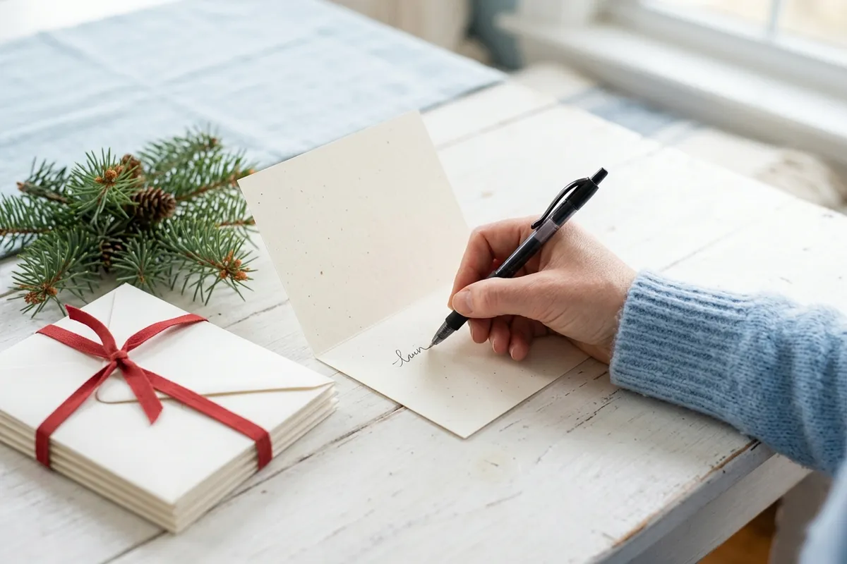 A smooth gel pen makes a stack of holiday cards go faster.