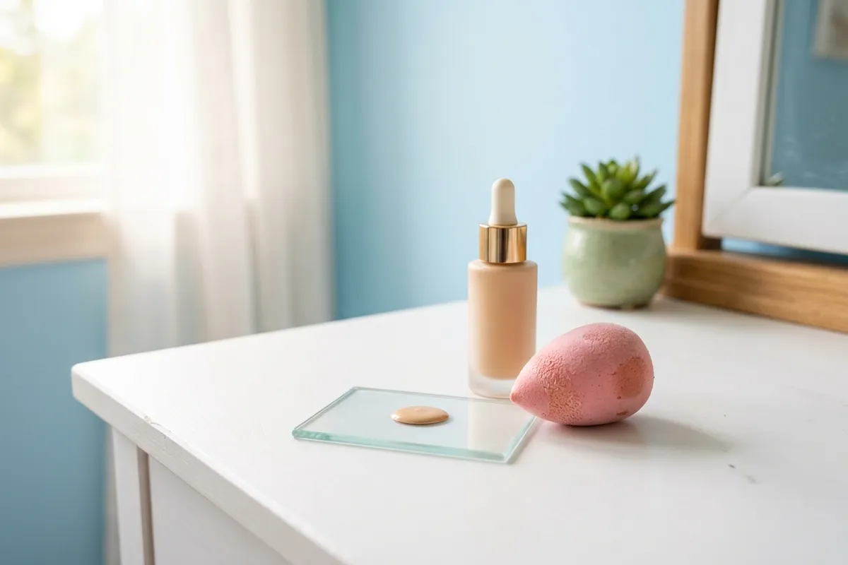 A damp sponge or your fingers blend this kind of foundation best.