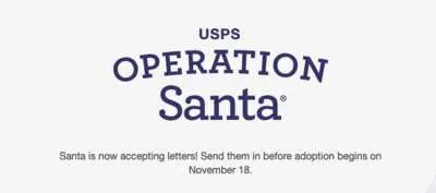 Santa’s Helpers Needed! Give or Get a Gift through USPS Operation Santa, free sample