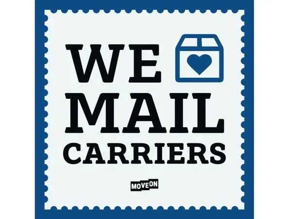 Free "We Love Mail Carriers" Sticker: free sample: MOVE ON Campaign is doing what they can to stop the GOP’s attempts at privatizing the postal service