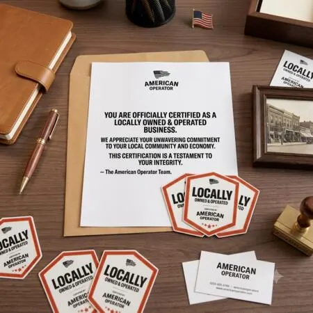 Showcase Your Business with a FREE Certification Badge: free sample: Business owners can apply for a FREE Locally Owned & Operated Business Certification Badge by comple