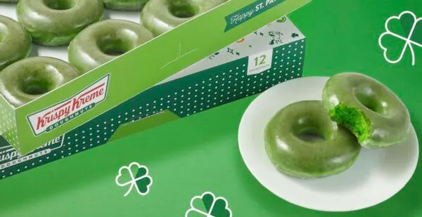 March 16-17: FREE Donut at Krispy Kreme for Green Wearers!: free sample: Krispy Kreme is giving away a FREE Green O’riginal Glazed Donut if you visit wearing green! 🎉 When: