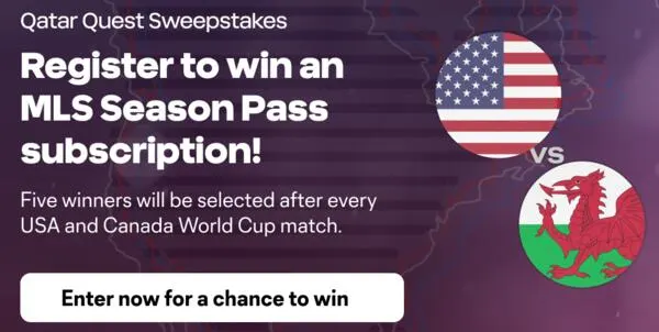 2022 MLS Qatar Quest Sweepstakes: free sample: Join now for a chance to win a 2023 subscription to MLS Season Pass on Apple TV! How to enter? Just 