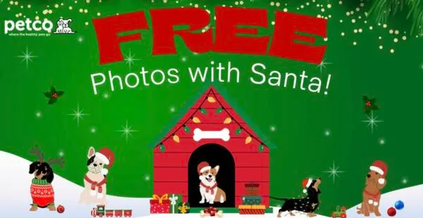 Bring Your Pet for a Free Santa Photo at Petco!: free sample: Ring in the holiday season with a FREE photo with Santa at Petco! Bring your pet to your local store