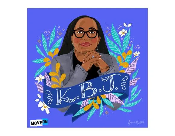 KBJ Sticker for Free: free sample: In celebrating the nomination of Judge Jackson to the U.S. Supreme Court, MoveOn is giving away this