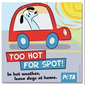 ‘Too Hot for Spot’ Window Decal for FREE!: free sample: In summer, it gets really hot in parked cars, which can be dangerous for pets left inside. Dogs can 