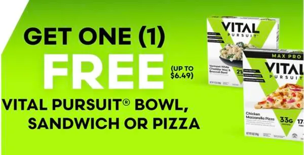 Grab a FREE VITAL PURSUIT Bowl, Sandwich, or Pizza!: free sample: Enjoy a healthy and delicious meal on the house! To claim your free VITAL PURSUIT item, simply fill