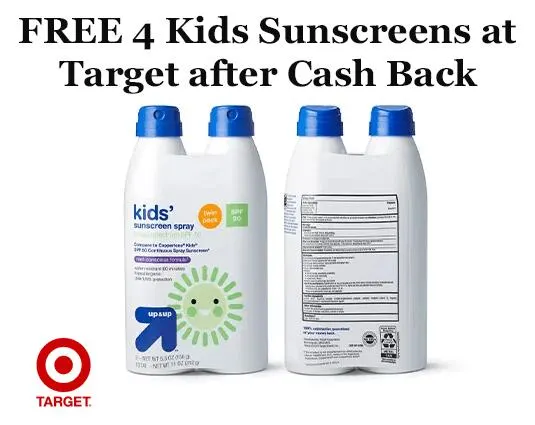 Claim your FREE 4 Kids Sunscreens at Target: free sample: The "FREE 4 Kids Sunscreens at Target after Cash Back" deal on Hunt4Freebies offers a full rebate on
