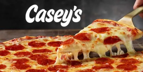 Pizza Perks: Casey's Coupons for Every Craving: free sample: The webpage lists active promotions, such as BOGO 50% off large pizzas, combo discounts on meals, an
