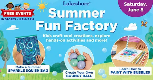 Hey!! Free Summer Fun Factory Event at Lakeshore Learning! : free sample: The "Summer Fun Factory" event at Lakeshore Learning offers various craft activities for kids. It ai