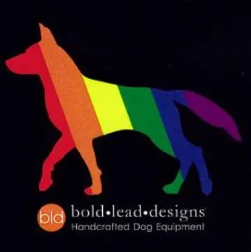 Rainbow Dog Sticker from Bold Lead Designs for FREE!: free sample: Bold Lead Designs is giving away a free 2-inch rainbow dog silhouette sticker on a black background.