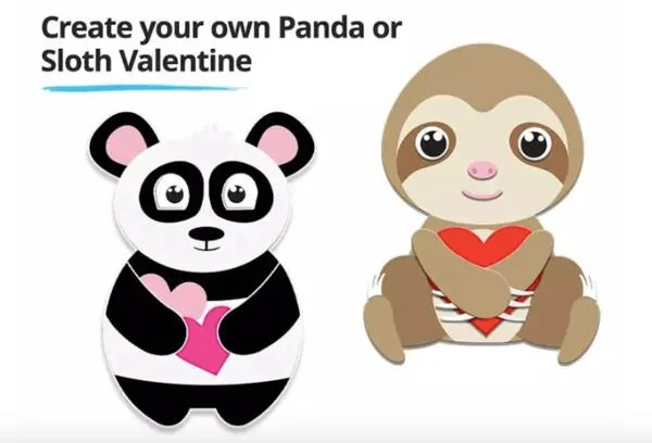 Panda or Sloth Valentine for Free: free sample: This Saturday, February 11, stop by your local JCPenney store near you and have your kids join the J