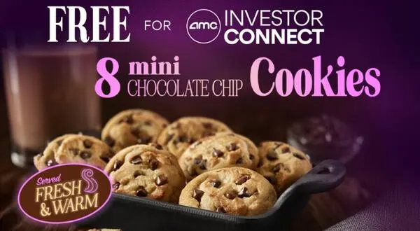 Sweet Treat Alert: Free Mini Cookies at AMC: free sample: AMC Theatres is offering a FREE 8‑count order of mini chocolate chip cookies to AMC Investor Connect