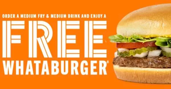It’s Burger Time: Enjoy a Free Burger at Whataburger!": free sample: The Whataburger Free Burger Offer is a promotion where customers can claim a free Whataburger. Typic
