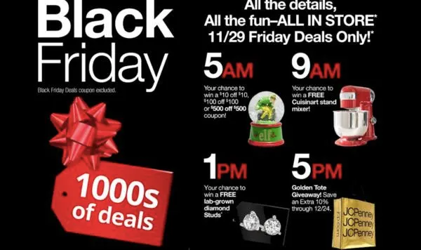 Black Friday Magic at JCPenney: $500 Coupons Could Be Yours! โ free sample: JCPenney is offering customers the chance to receive free coupons valued at $10, $100, or $500 durin